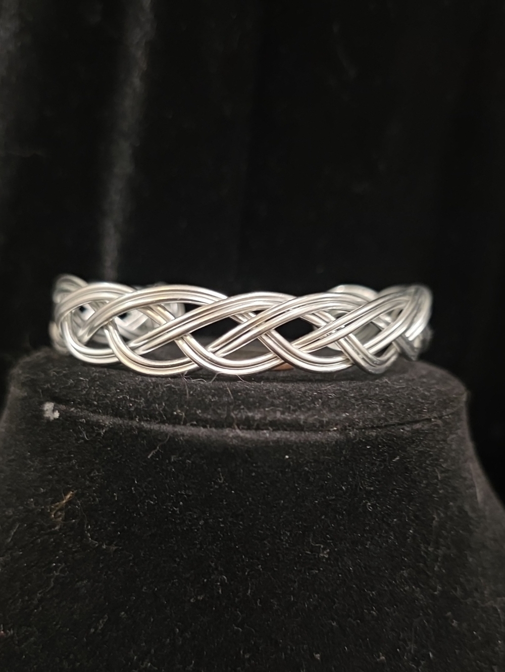 Aluminum Braided Cuff Bracelet - Silver